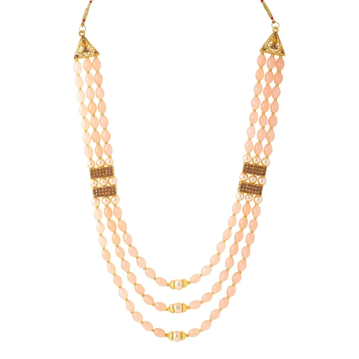 Necklaces Yellow Chimes Yellow Chimes Dulahmala For Mens Peach Beads Pearl Necklace Jewellery for Groom Dulha Moti Mal Haar For Men Sherwani Necklace Necklaces Yellow Chimes Yellow Chimes Dulahmala For Mens Peach Beads Pearl Necklace Jewellery for Groom Dulha Moti Mal Haar For Men Sherwani Necklace