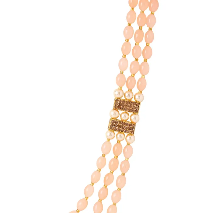Necklaces Yellow Chimes Yellow Chimes Dulahmala For Mens Peach Beads Pearl Necklace Jewellery for Groom Dulha Moti Mal Haar For Men Sherwani Necklace