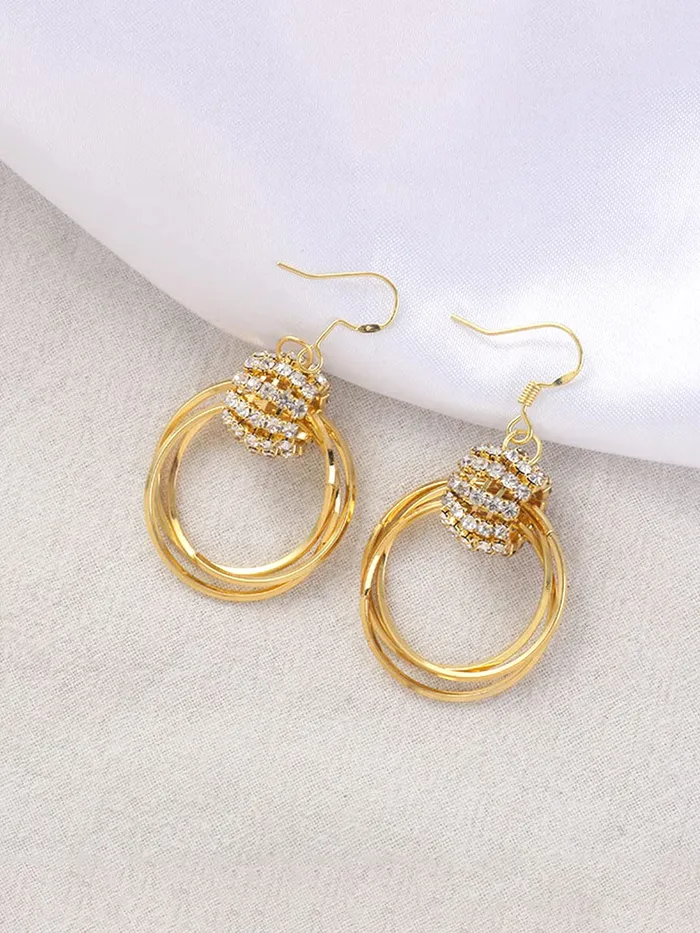 Necklaces Yellow Chimes Yellow Chimes Earrings for Women and Girls Drop Earrings for Girls Gold Plated Circle Drop Earrings Birthday Gift for girls and women Anniversary Gift for Wife