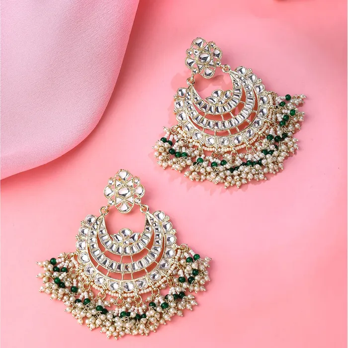 Necklaces Yellow Chimes Yellow Chimes Earrings for Women and Girls Kundans Chandbali Gold Plated Kundan Studded Drop Chandbali Earrings Birthday Gift for girls and women Anniversary Gift for Wife