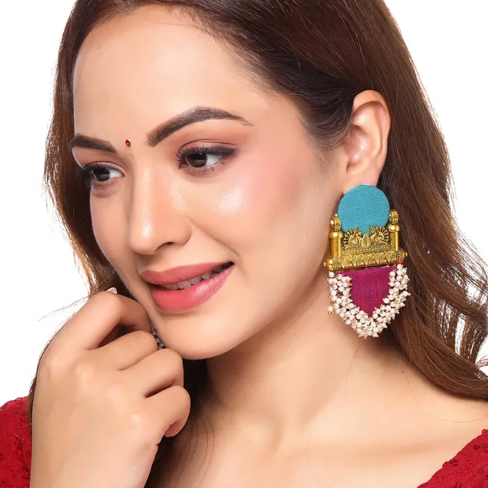 Necklaces Yellow Chimes Yellow Chimes Earrings for Women and Girls Oxidised Gold Drop EarringsWoven Wrapped Beads Peacock Designed Drop EarringsBirthday Gift For girls and women Anniversary Gift for Wife