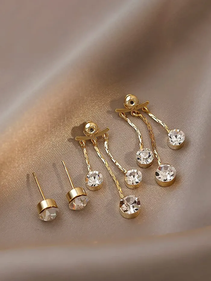 Necklaces Yellow Chimes Yellow Chimes Earrings For Women Gold Tone Crystal Studded Tassel Clip On Stud Earrings For Women and Girls