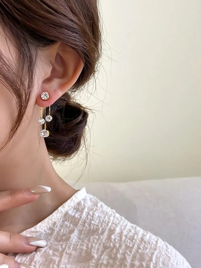 Necklaces Yellow Chimes Yellow Chimes Earrings For Women Gold Tone Crystal Studded Tassel Clip On Stud Earrings For Women and Girls