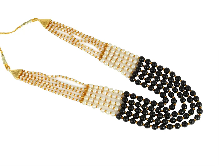 Necklaces Yellow Chimes Yellow Chimes Ethnic Fashion Gold Plated Handmade Beads Long Multilayer Pearl stylish Jewellery Necklace For Women Girls Black