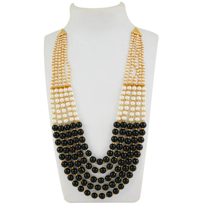 Necklaces Yellow Chimes Yellow Chimes Ethnic Fashion Gold Plated Handmade Beads Long Multilayer Pearl stylish Jewellery Necklace For Women Girls Black