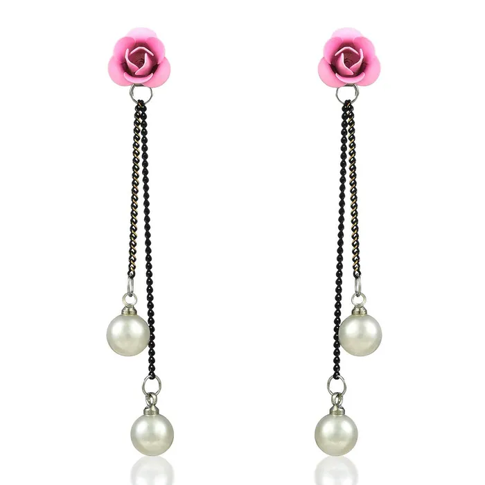 Necklaces Yellow Chimes Yellow Chimes Fancy Party ware Rose Pearl Acrylic Dangle Earring for Women and Girls Necklaces Yellow Chimes Yellow Chimes Fancy Party ware Rose Pearl Acrylic Dangle Earring for Women and Girls