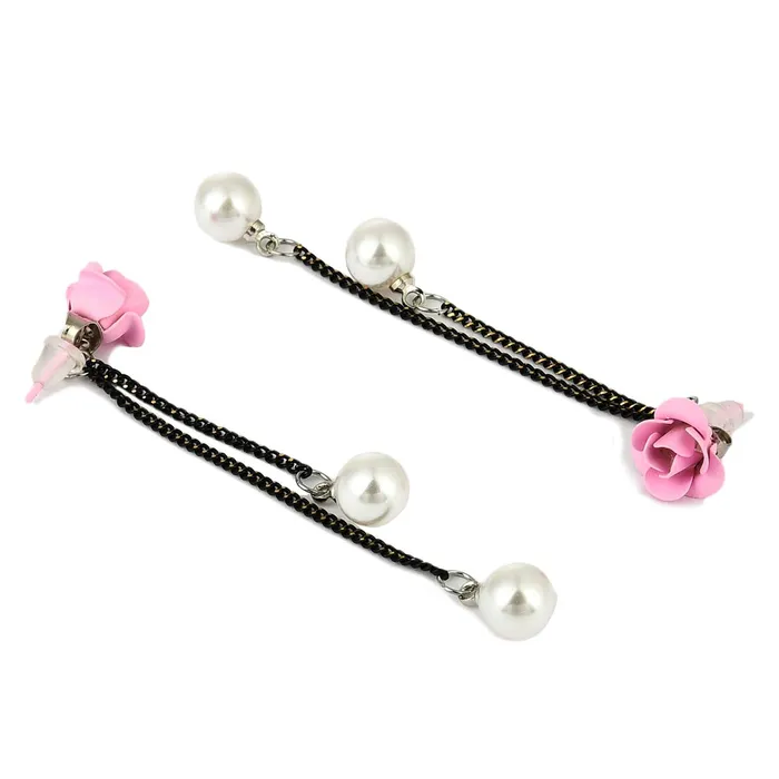 Necklaces Yellow Chimes Yellow Chimes Fancy Party ware Rose Pearl Acrylic Dangle Earring for Women and Girls
