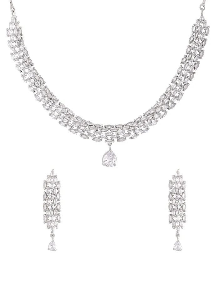 Necklaces Yellow Chimes Yellow Chimes Jewellery Set for Women and Girls American Diamond Jewellery Set Rhodium Plated White AD Necklace Set for Women Birthday Gift for girls and women Anniversary Gift for Wife Necklaces Yellow Chimes Yellow Chimes Jewellery Set for Women and Girls American Diamond Jewellery Set Rhodium Plated White AD Necklace Set for Women Birthday Gift for girls and women Anniversary Gift for Wife