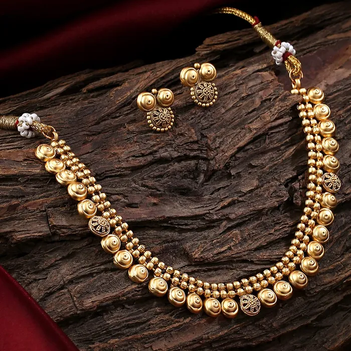 Necklaces Yellow Chimes Yellow Chimes Jewellery Set for Women and Girls Bridal Jewellery Set for Wedding Gold Plated Choker Necklace Set Birthday Gift for girls and women Anniversary Gift for Wife