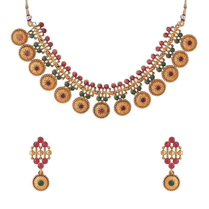 Necklaces Yellow Chimes Yellow Chimes Jewellery Set for Women and Girls Kundan Necklace Set Gold Plated Blue Beads Studded Kundan Choker Necklace Set Birthday Gift for girls and women Anniversary Gift for Wife