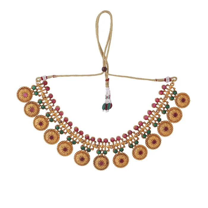 Necklaces Yellow Chimes Yellow Chimes Jewellery Set for Women and Girls Kundan Necklace Set Gold Plated Blue Beads Studded Kundan Choker Necklace Set Birthday Gift for girls and women Anniversary Gift for Wife