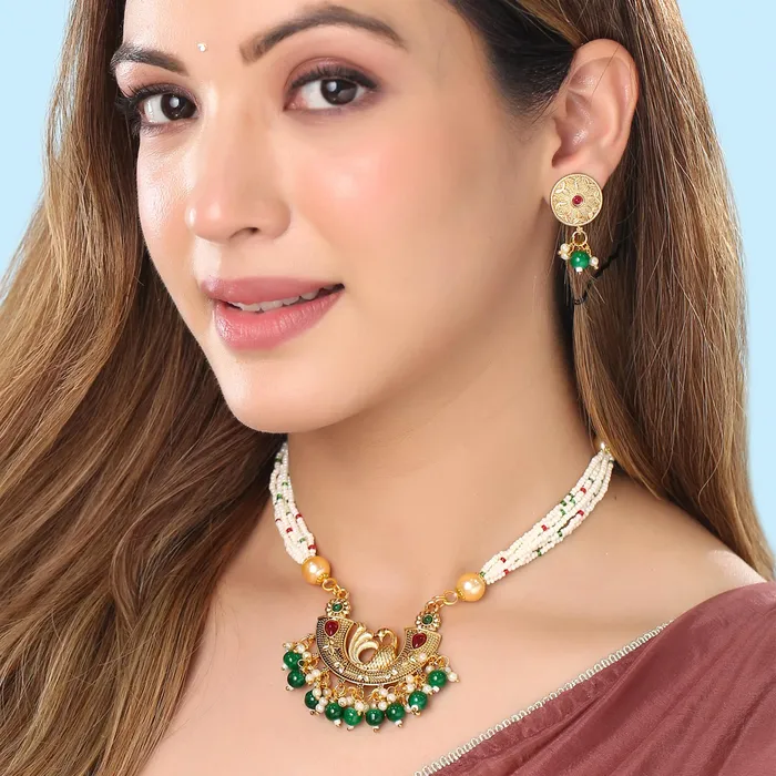 Necklaces Yellow Chimes Yellow Chimes Jewellery Set for Women and Girls Kundan Necklace Set Gold Plated Pink Stone Studded Kundan Necklace Set Birthday Gift for girls and women Anniversary Gift for Wife