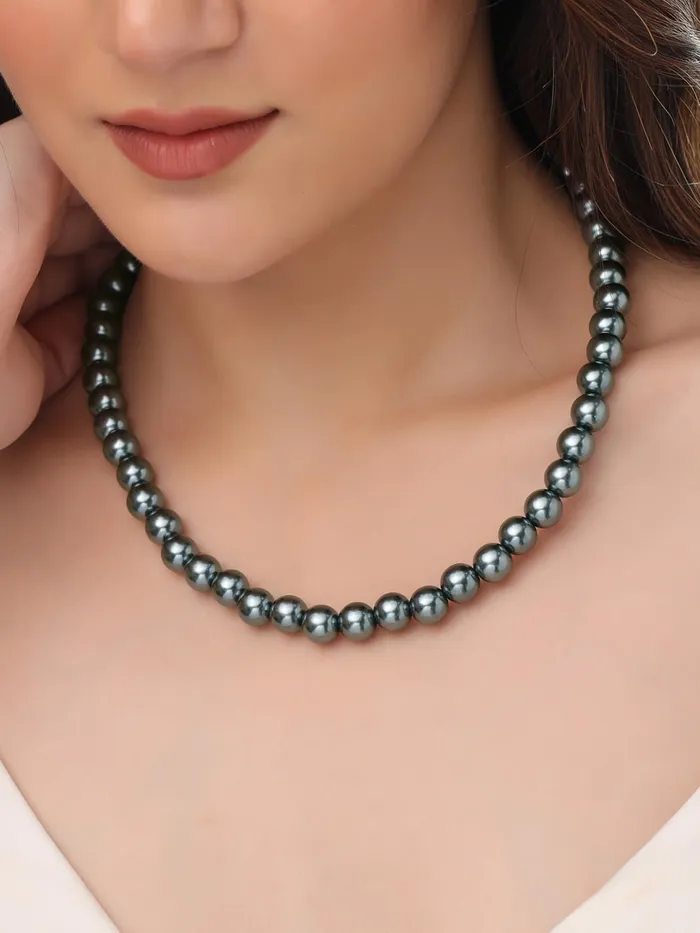 Necklaces Yellow Chimes Yellow Chimes Pearl Necklace for Women Fashion Grey Chain Necklace Choker Pearl Statement Necklaces Glam Chains Western Necklace for Girls Birthday Anniversary Gift for Women Wife