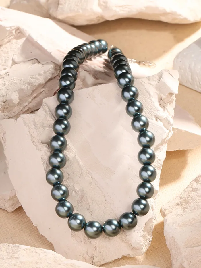 Necklaces Yellow Chimes Yellow Chimes Pearl Necklace for Women Fashion Grey Chain Necklace Choker Pearl Statement Necklaces Glam Chains Western Necklace for Girls Birthday Anniversary Gift for Women Wife