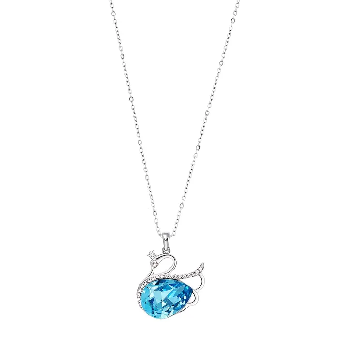 Necklaces Yellow Chimes Yellow Chimes Pendant for Women and Girls Fashion Crystal Pendant for Women Swan Shaped Pendant Necklace Blue Crystal Pendent Chain Birthday Gift for Girls Women Anniversary Gift for Wife