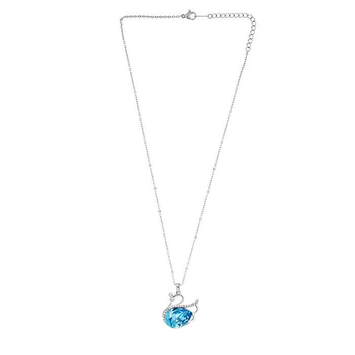 Necklaces Yellow Chimes Yellow Chimes Pendant for Women and Girls Fashion Crystal Pendant for Women Swan Shaped Pendant Necklace Blue Crystal Pendent Chain Birthday Gift for Girls Women Anniversary Gift for Wife
