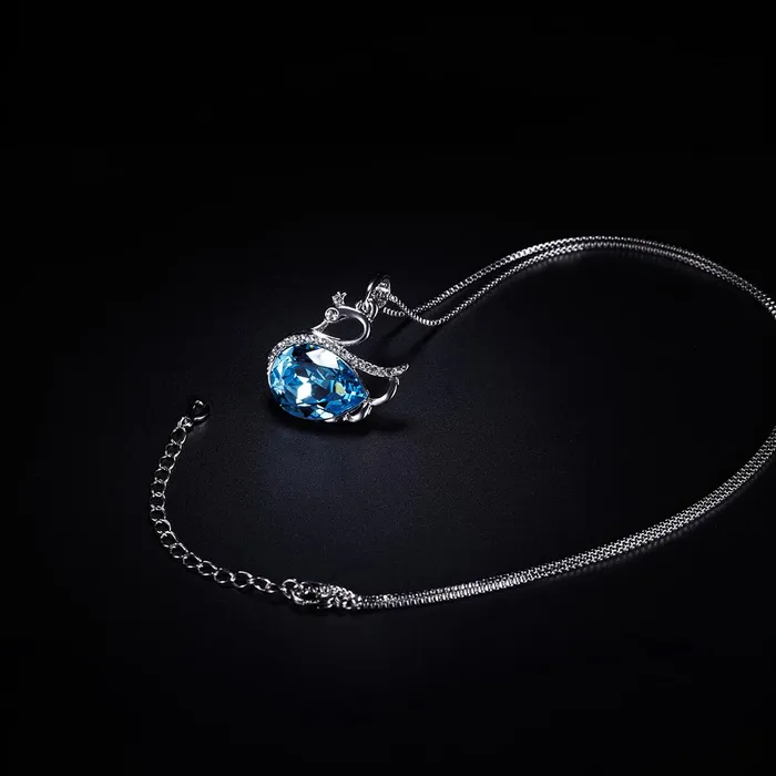 Necklaces Yellow Chimes Yellow Chimes Pendant for Women and Girls Fashion Crystal Pendant for Women Swan Shaped Pendant Necklace Blue Crystal Pendent Chain Birthday Gift for Girls Women Anniversary Gift for Wife