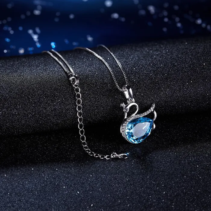 Necklaces Yellow Chimes Yellow Chimes Pendant for Women and Girls Fashion Crystal Pendant for Women Swan Shaped Pendant Necklace Blue Crystal Pendent Chain Birthday Gift for Girls Women Anniversary Gift for Wife