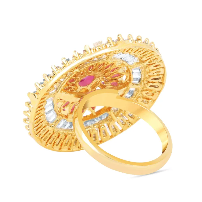 Necklaces Yellow Chimes Yellow Chimes Rings for Women American Diamond Ring White ADStudded Adjustable Floral Finger Ring For Women And Girls RG 3 Adjustable