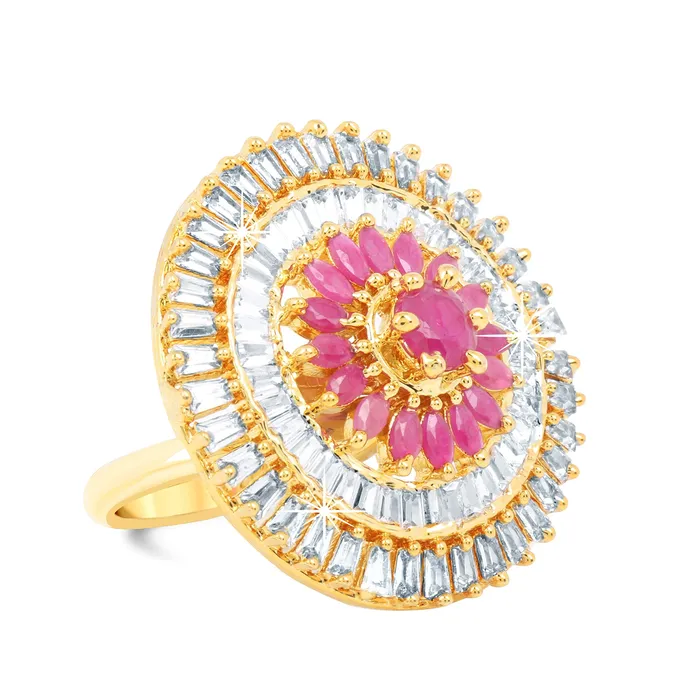 Necklaces Yellow Chimes Yellow Chimes Rings for Women American Diamond Ring White ADStudded Adjustable Floral Finger Ring For Women And Girls RG 3 Adjustable