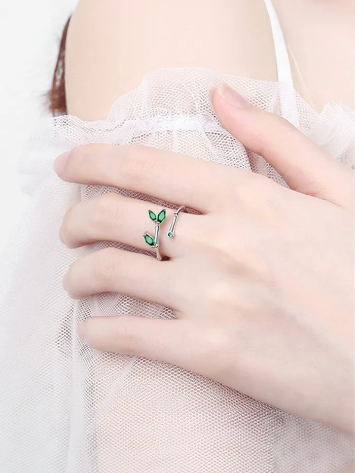 Necklaces Yellow Chimes Yellow Chimes Rings for Women and Girls Fashion Green Ring Adjustable Crystal Rings Silver Tone Leafy Shaped Finger Ring for Women Birthday Gift For Girls Women Anniversary Gift for Wife