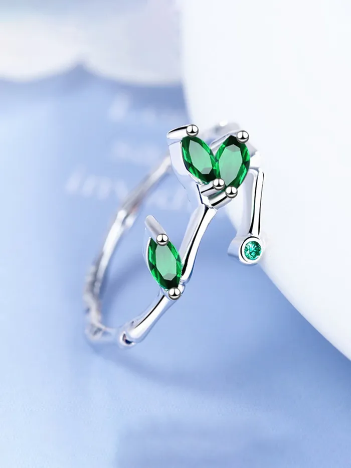 Necklaces Yellow Chimes Yellow Chimes Rings for Women and Girls Fashion Green Ring Adjustable Crystal Rings Silver Tone Leafy Shaped Finger Ring for Women Birthday Gift For Girls Women Anniversary Gift for Wife