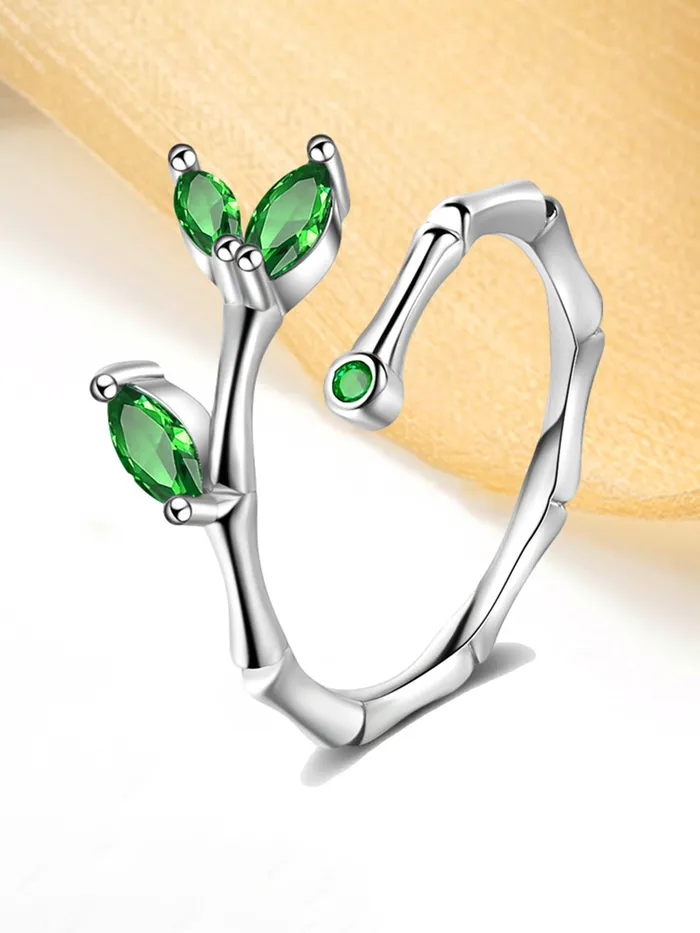 Necklaces Yellow Chimes Yellow Chimes Rings for Women and Girls Fashion Green Ring Adjustable Crystal Rings Silver Tone Leafy Shaped Finger Ring for Women Birthday Gift For Girls Women Anniversary Gift for Wife