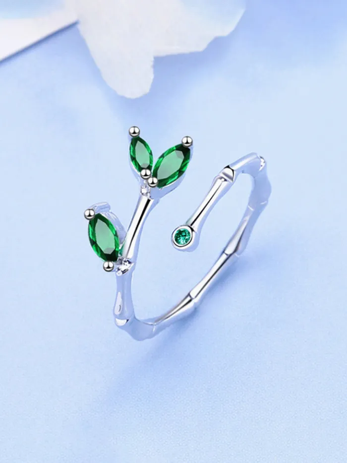 Necklaces Yellow Chimes Yellow Chimes Rings for Women and Girls Fashion Green Ring Adjustable Crystal Rings Silver Tone Leafy Shaped Finger Ring for Women Birthday Gift For Girls Women Anniversary Gift for Wife
