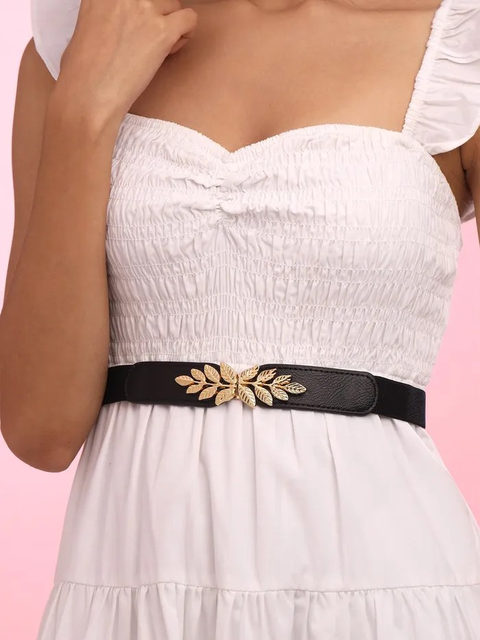 Necklaces Yellow Chimes Yellow Chimes Womens Waist Belt Stretchy Black Hip Belt For Women Saree Kamarband I AdjustabIe Perfect For Western Ethnic Attire Addition To Your Wardrobe Design 10