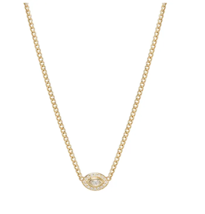 Necklaces Zo Chicco 14K Small Diamond Halo Necklace With a Marquis Diamond Eye Necklaces Zo Chicco 14K Small Diamond Halo Necklace With a Marquis Diamond Eye