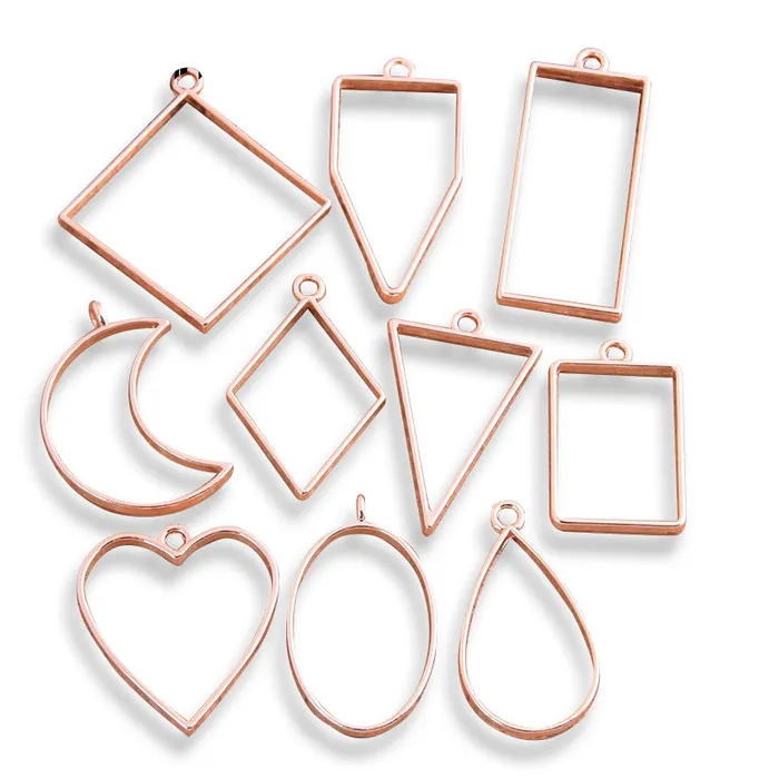 Open Backed Metal Pendant Bezel Available as a set of 10 in 5 Metallic Variants Resin Art Hub Rings