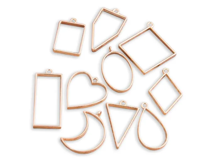 Open Backed Metal Pendant Bezel Available as a set of 10 in 5 Metallic Variants Resin Art Hub Rings