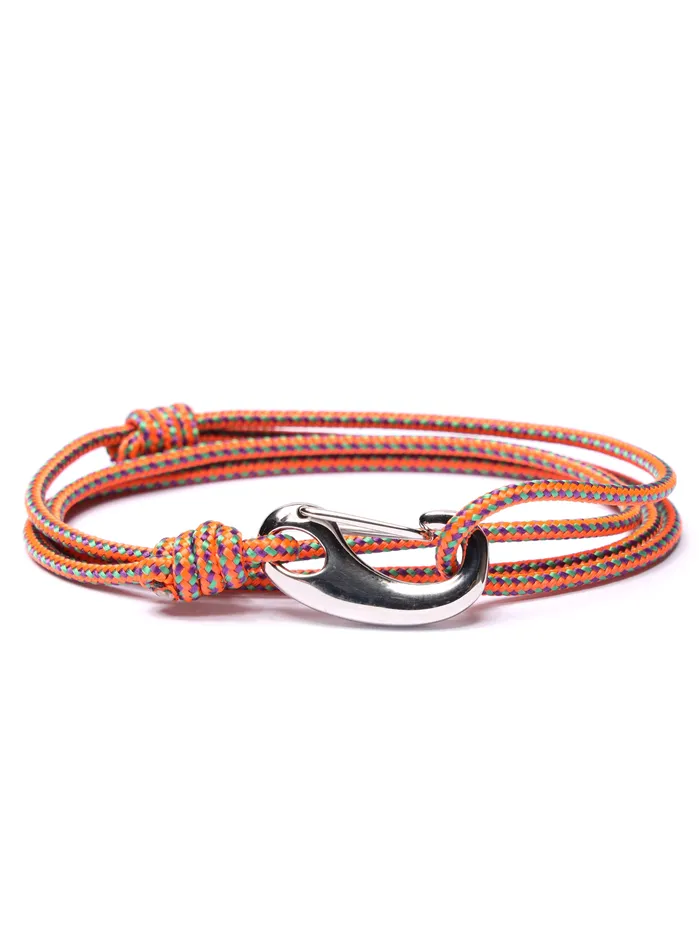Orange Tactical Cord Bracelet for Men Silver Clasp 28S We Are All Smith Bracelets