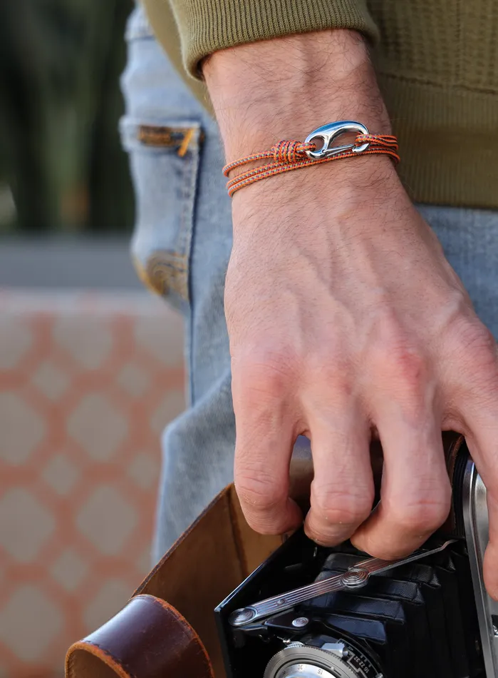 Orange Tactical Cord Bracelet for Men Silver Clasp 28S We Are All Smith Bracelets