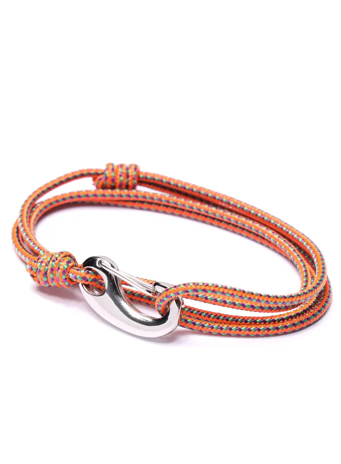 Orange Tactical Cord Bracelet for Men Silver Clasp 28S We Are All Smith Bracelets