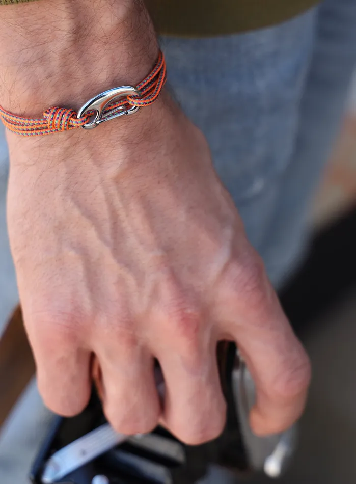 Orange Tactical Cord Bracelet for Men Silver Clasp 28S We Are All Smith Bracelets