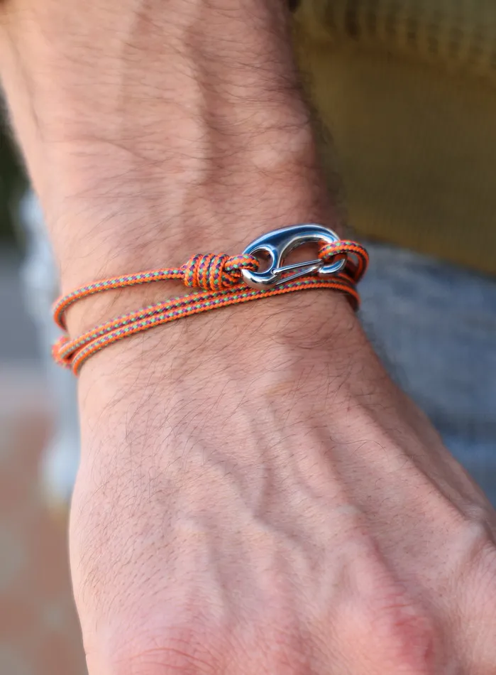 Orange Tactical Cord Bracelet for Men Silver Clasp 28S We Are All Smith Bracelets