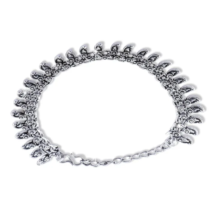 PreStyled Sets Yellow Chimes Yellow Chimes Oxidised Silver Anklets for Women 2 Pcs Silver Oxidised Anklets Traditional Payal Ethnic Anklets for Women and Girls