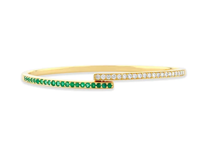 Rachel Reid Emerald and diamond bypass bracelet Bracelets