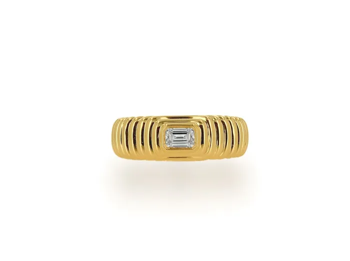 Rachel Reid Fluted Emerald Diamond Ring Rings