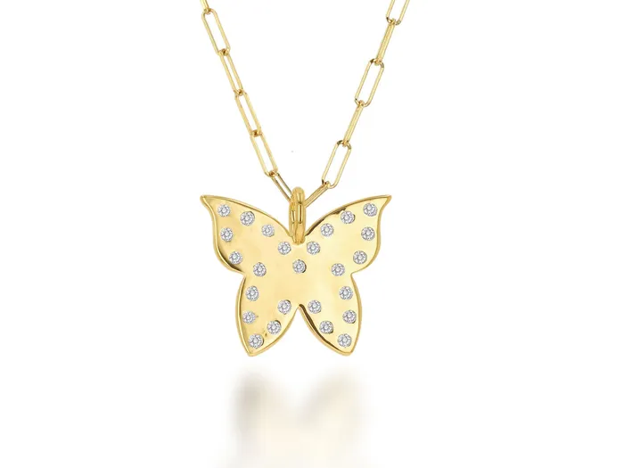 Rachel Reid Gold and Diamond Butterfly Charm Earrings Rachel Reid Gold and Diamond Butterfly Charm Earrings