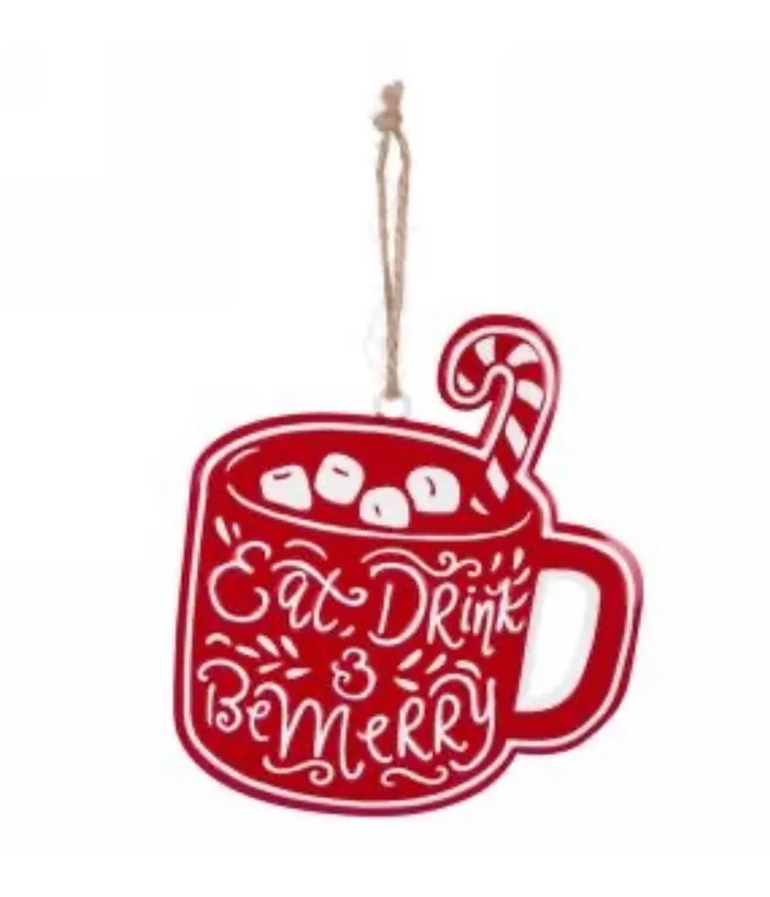 Red Be Merry Mug Ornament Attitudes Import Earrings
