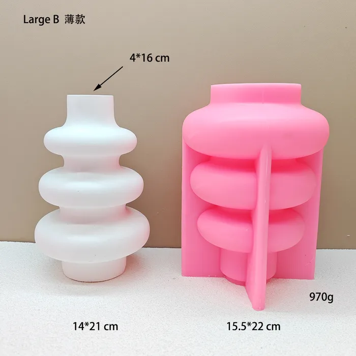Resin Art Hub Nordic circular stacked vase Silicone Mold for Jesmonite Art Necklaces