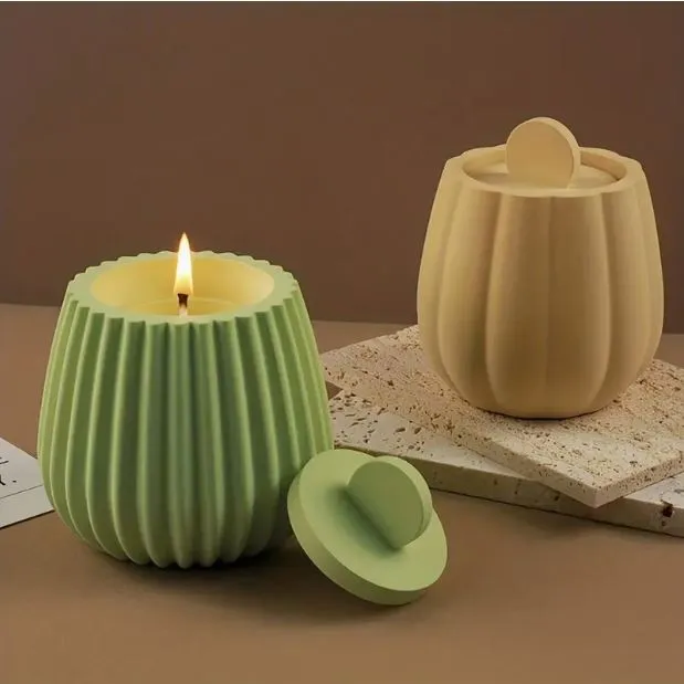 Resinarthub Necklaces Candle Jar Container Striped Silicone Mold for jesmonite Art 2 variants Resinarthub Necklaces Candle Jar Container Striped Silicone Mold for jesmonite Art 2 variants