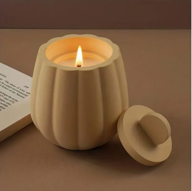 Resinarthub Necklaces Candle Jar Container Striped Silicone Mold for jesmonite Art 2 variants