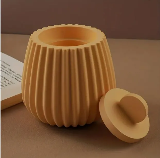Resinarthub Necklaces Candle Jar Container Striped Silicone Mold for jesmonite Art 2 variants
