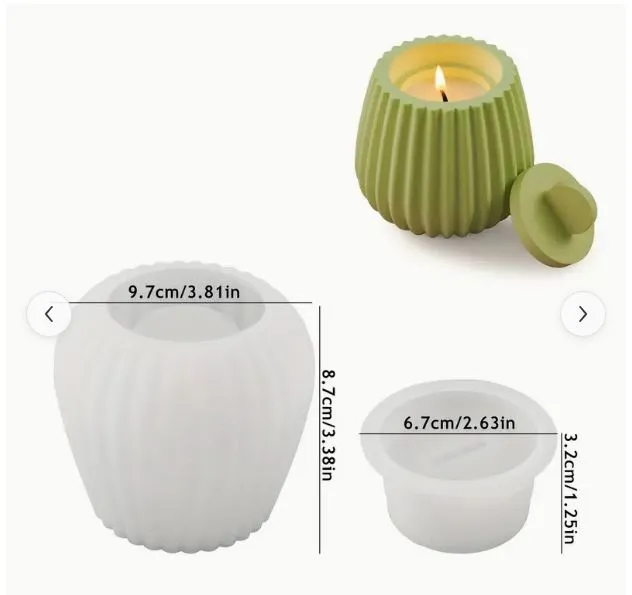 Resinarthub Necklaces Candle Jar Container Striped Silicone Mold for jesmonite Art 2 variants