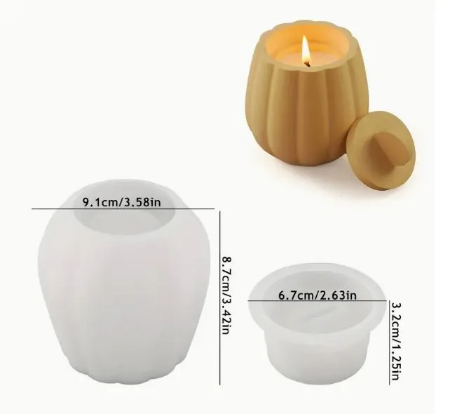 Resinarthub Necklaces Candle Jar Container Striped Silicone Mold for jesmonite Art 2 variants
