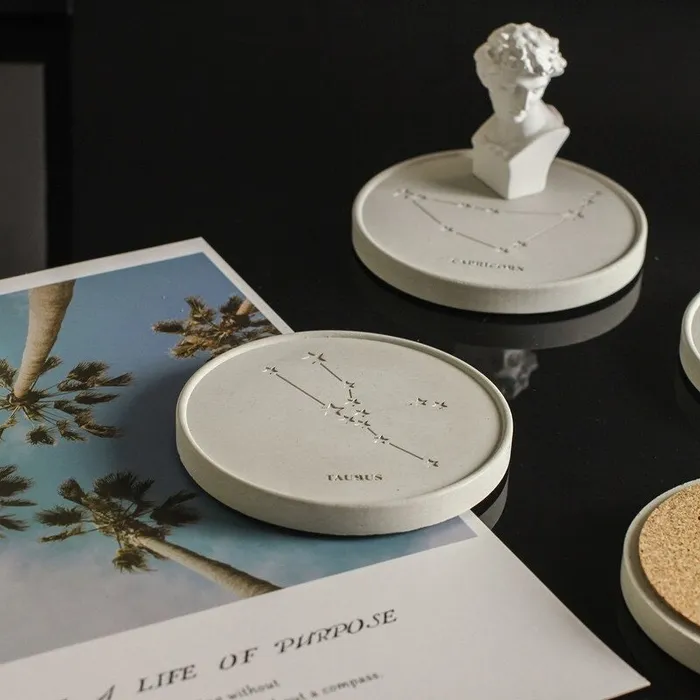 Resinarthub Necklaces Zodiac Coaster Silicone Mold for Jesmonite Art
