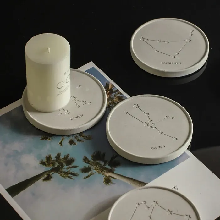 Resinarthub Necklaces Zodiac Coaster Silicone Mold for Jesmonite Art